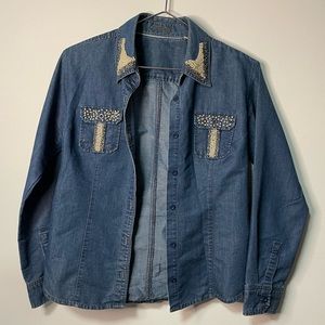 Aiders blue denim jeans blouse size M